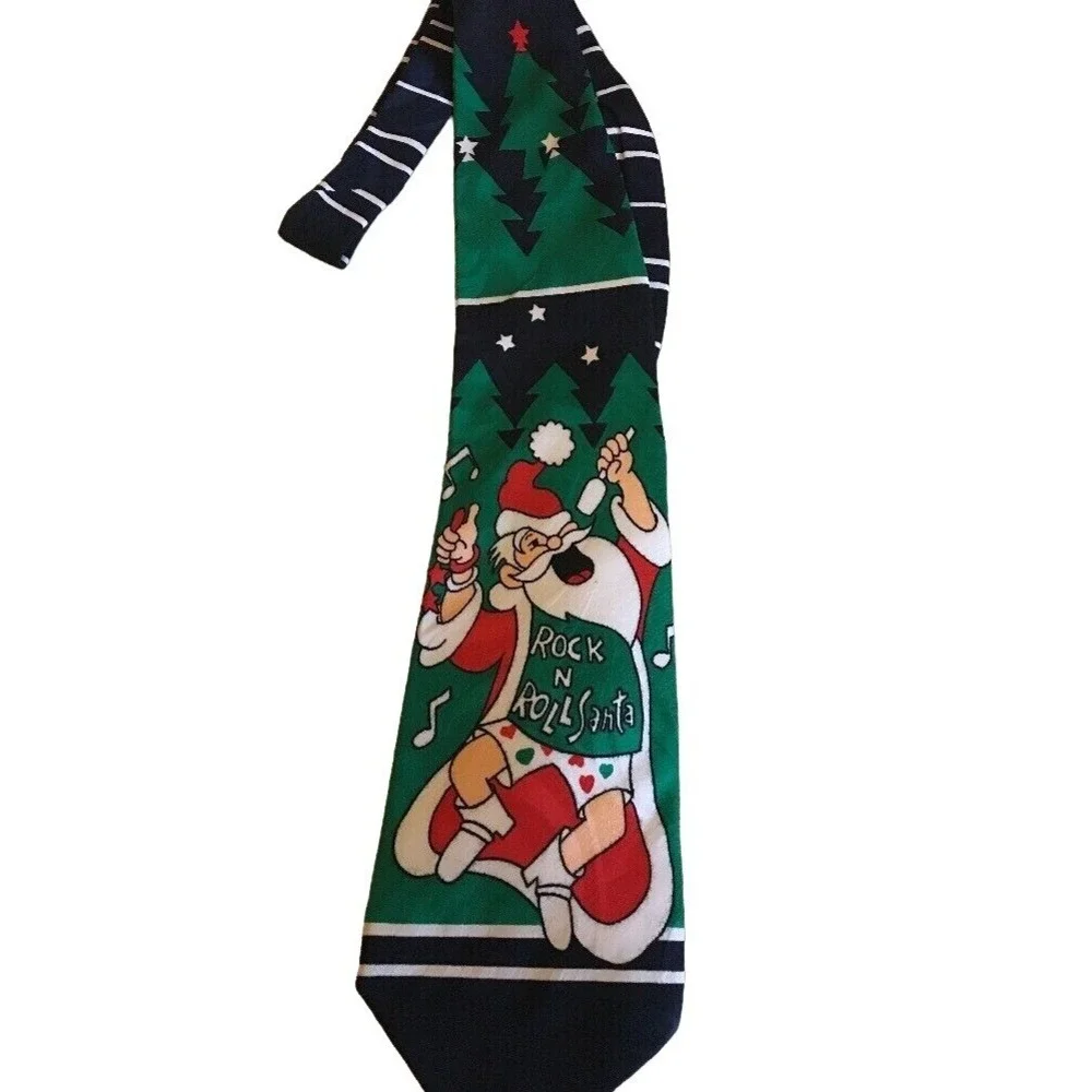 Rock N Roll Santa Polyester Novelty Tie‎ By Addiction